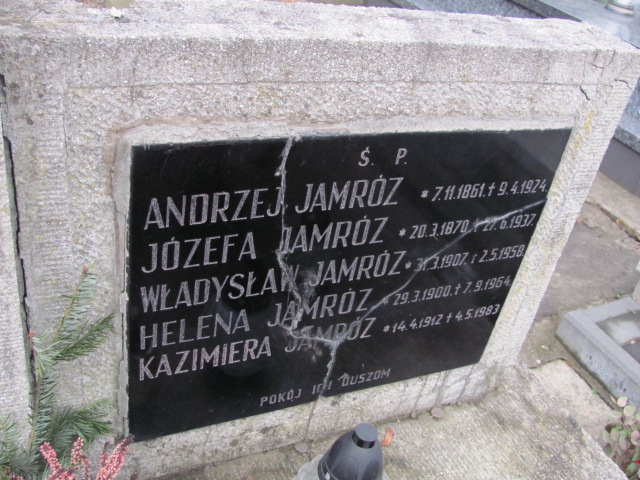 Andrzej Jamróz 1861 Wieliczka - Grobonet - Wyszukiwarka osób pochowanych