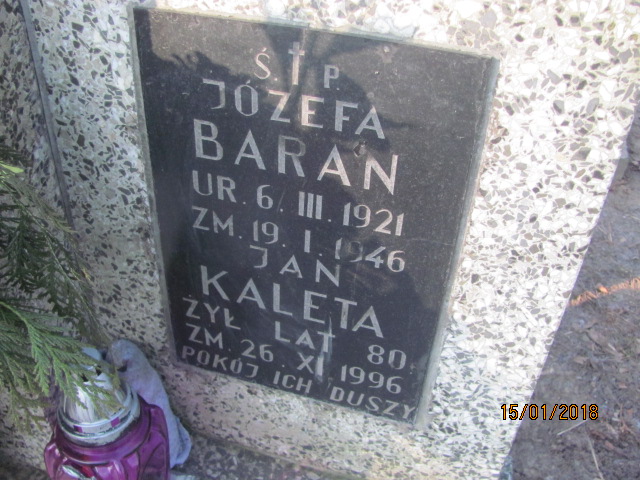 Józefa Baran 1921 Wieliczka - Grobonet - Wyszukiwarka osób pochowanych