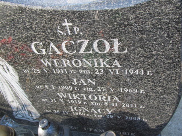 Weronika Gaczoł 1911 Wieliczka - Grobonet - Wyszukiwarka osób pochowanych